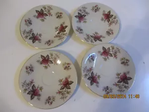 4 VINTAGE Meito Norleans ROSANNE Pattern Saucers FLORAL Gold Trim 6-9/16" ACROSS - Picture 1 of 3