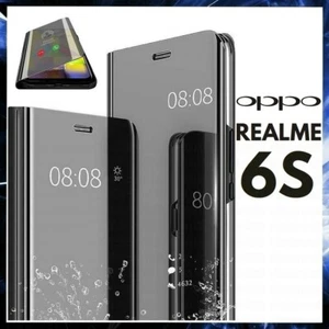 For OPPO REALME 6S CLEAR VIEW FLIP CASE SMART BOOK MIRROR LUXURY STAND COVER 6 S - Picture 1 of 11