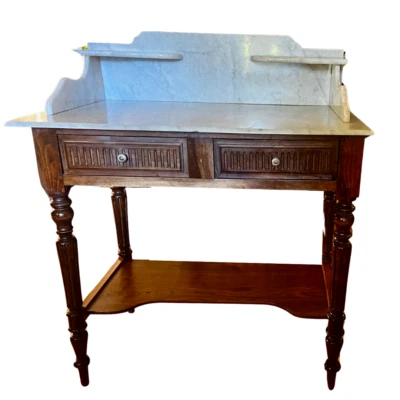 Tocador de mesa antiguo de arce provincial estilo Louis Philippe francés rural Foto 1 de 4