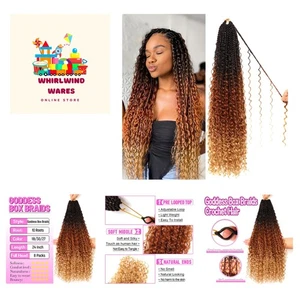 Goddess Boho Caja Trenzas Crochet Cabello-8 Paquetes 24 Pulgadas Crochet Caja Trenzas para B... - Imagen 1 de 8