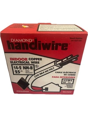 Cable eléctrico de cobre interior Diamond Handiwire, 14-2 NM-B, 25 pies nuevo Foto 1 de 4