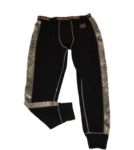Realtree Men’s Base Layer Pants Size Large 36-38 Black Camo Long Johns Bottoms - Picture 1 of 6