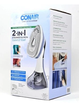 Conair Turbo Extremesteam 2 in 1 Steamer and Iron with Gentle Temp Open Box/Used - Image 1 of 4
