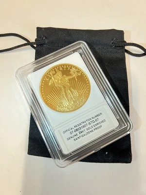 Genuine 24KT⭐️ Gold Enriched Saint-Gaudens Proof USA 2011 Twenty Dollar 🪙 Coin - Image 1 of 4