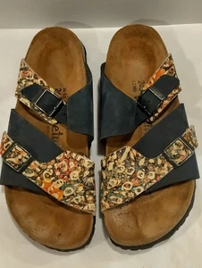 Vintage BIRKENSTOCK BETULA Strap Sandals Leather/Suede EU 38 Womens 7-7½ Black - Picture 1 of 10
