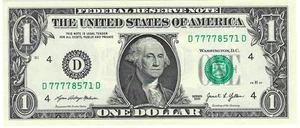 Cinco (5) de una clase 7s Fancy Serie Número Uno D778571 2021 UNC Quad 7s - Imagen 1 de 2