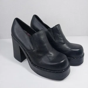Vintage Bongo 8 M Chunky Plateau Absatz Schwarz Leder Preppy Y2K 90er Schuhe - Bild 1 von 17