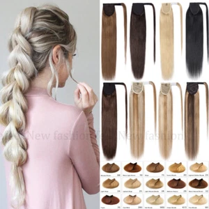Hot 22"Inch 100g Thick 100% Remy Human Hair Extensions Ponytail Wrap Hairpiece - Picture 1 of 22