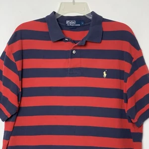 Vtg Polo Ralph Lauren Short Sleeve Red Blue Polo Shirt Adult LARGE Soft Knit - Picture 1 of 6