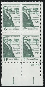 US - 1969 Dartmouth College Case Issue - SC# 1380 Plate Block of 4 Mint NH OG - Picture 1 of 2