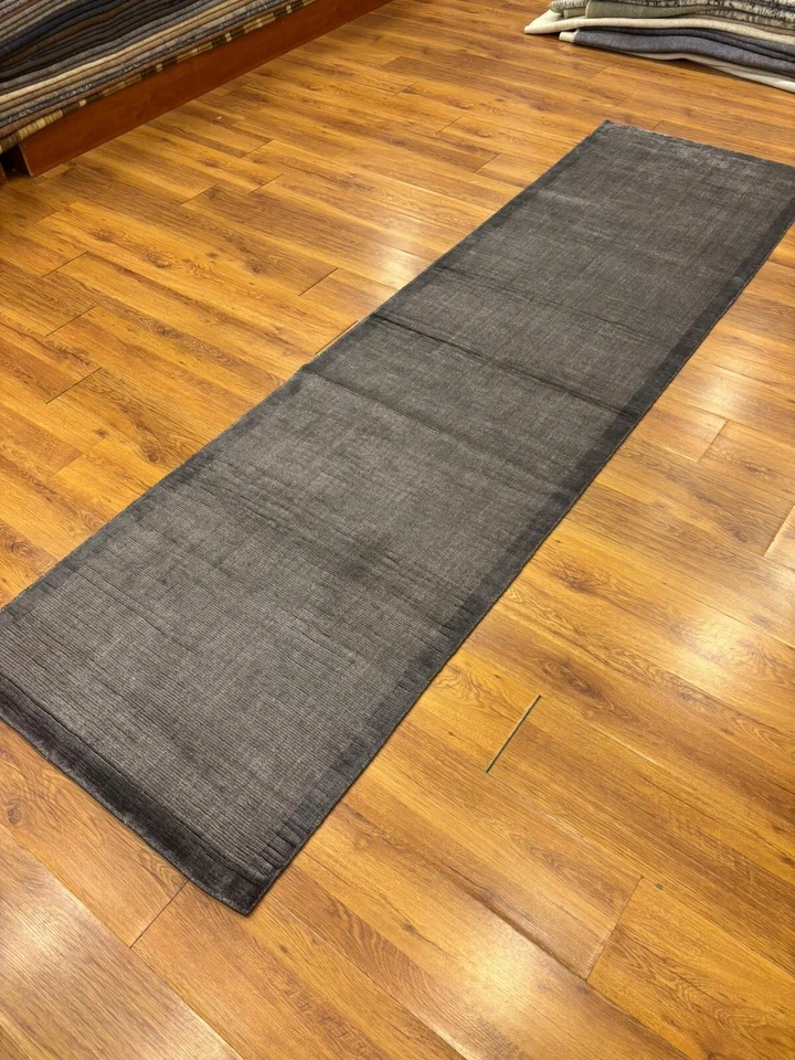 Black Runner Rug, 2.6x9.8 ft Rug, Decorative Carpet, Black Hallway Entryway Rug - Image 1 of 4