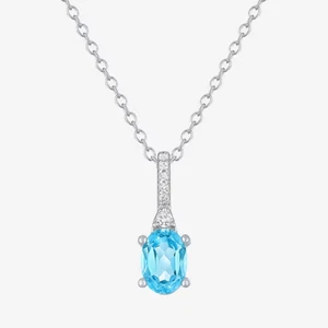 Yes, Please!-Womens Lab Created Blue Topaz Sterling Silver Oval Pendant-NEW!! - Picture 1 of 2