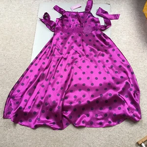 Girls Monsoon Party Dress Dark Purple Cranberry Dot Lined Faux Silk Age 11-12Y - Picture 1 of 16