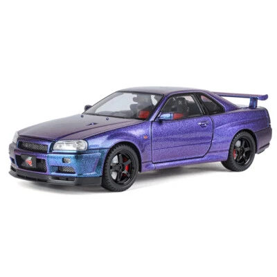 1:18 Diecast Vehicle Nissan GT-R34 SKYLINE Model Car Toy Collection Kids Gift - Image 1 of 4