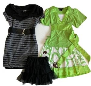 Girls Belted Dress black 2-Piece Skirt&Blouse Green My Michelle six7 Tutu Medium - Picture 1 of 7