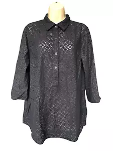 Top túnica mujer Coldwater Creek talla XL (16) azul manga 3/4 ojales - Imagen 1 de 9