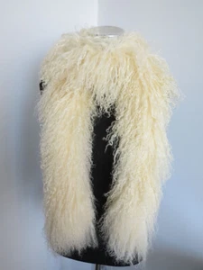 100% real Mongolia lamb fur scarf /fur collar/ fur neck wrap/ women beige cape - Picture 1 of 3