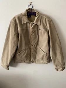 Vintage 1970s Wrangler Trucker Jacket USA Corduroy, Sherpa Lined, Tan Sz L 42 - Picture 1 of 7