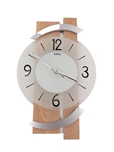 AMS Quarz Wanduhr Sonoma Holz Analog Made in Germany gebraucht funktioniert ✅ - Bild 1 von 11