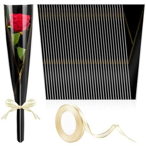100 Pack Single Rose Sleeves Flower Wrapping Bags Single Flower Packaging Bag... - Picture 1 of 7