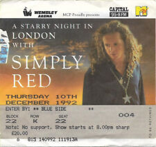 Simply Red Ticket Wembley Arena Thursday 10 December 1992