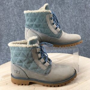 Helly Hansen Boots Womens 6 Vega Snow Blue Lace Up Ankle Top Casual Block Heels