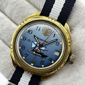 Orologio Uomo Ammiraglio Vintage Russo Bronzo 40mm Carica Manuale Ghiera Girev - Foto 1 di 15