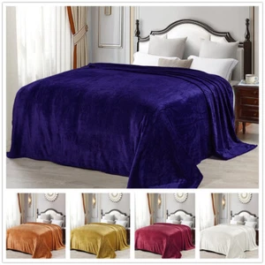 Large Flannel Fleece Throw Luxury Plush Extra Soft Reversible Bed Warm Blanket - Picture 1 of 52