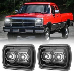 For Dodge D100/150/250/350 W150/250/350 Ramcharger 2pcs 7x6" 5x7" LED Headlights - Picture 1 of 14