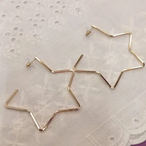 Goldtone Star Hoop Earrings - Picture 1 of 2