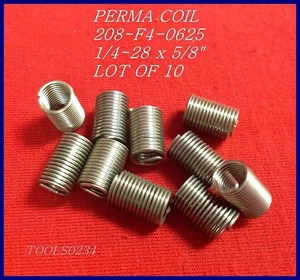 208-F4-0625 1/4-28 X 5/8 Thread Repair Insert LOT OF 10 FIts Heli Perma Coil - Picture 1 of 4