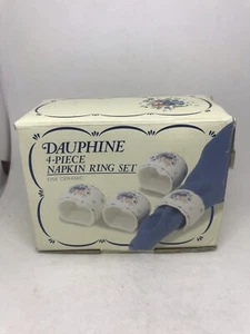 Vintage Dauphine 4-teiliges Serviettenring-Set. Feine Keramik. - Bild 1 von 8