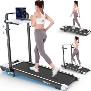 Walking Pad Treadmill 300lbs with Desk Workstation 8% Incline Folding Treadmill~ - Picture 1 of 47