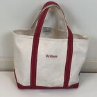 LL Bean Small Boat & Tote Red Double Handle Embroidered William USA Made