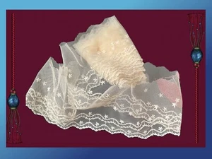 Vintage Broderie Inglese Pizzo Finitura Bordo Avorio 108 in X 3,5 in NOS #E - Foto 1 di 5