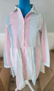 J. Crew Women’s Cotton Striped Button Up Shirt Dress 8 Spring 100% Cotton - Picture 1 of 5