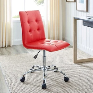 Modway Ripple Ribbed Armless Mid Back Swivel Conference Office Chair In Red - Picture 1 of 9