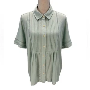 Style & Co Short Sleeve Button Down Blouse - Mint Green - size Large - Picture 1 of 9