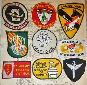 Chickenhawk - Lot x 9 Patch - Jolly Roger - Snoopy - Kill Em All - Vietnam War - Picture 1 of 5