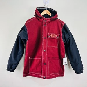 Billabong Gnarly Reversible Snow Ski Jacket Maroon Black Mens M Nylon Denim - Picture 1 of 24