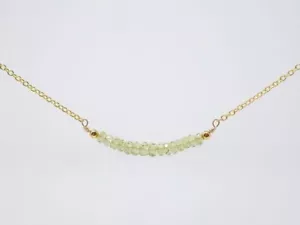 Natural Peridot Faceted Green Gemstone Beads Pendant Gold Chain Bar Necklace 18" - Picture 1 of 8