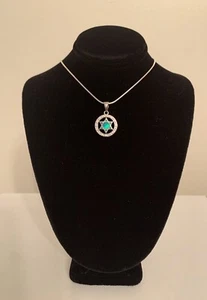 Blauer Opal und CZ Davidstern 0,925 Sterlingsilber Anhänger und 16" Kette - NEU - Bild 1 von 3