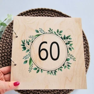 Libro de visitas 60 aniversario regalo de cumpleaños álbum de fotos Instax de madera álbum de recortes - Imagen 1 de 3