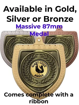 SMARTBADGE Giant Cock Award grande 87 mm medaglia e nastro (E) inciso gratuitamente