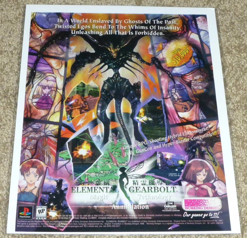 Elemental Gearbolt 1997, anuncio/póster impreso vintage, Sony Playstation, arte promocional Foto 1 de 1