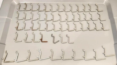 Lot of 56!  Various Sizes! Steel 1 1/2" X 1" Angled L Pegboard Hooks 1/8" Dia. - Image 1 of 4