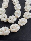 VTG Freshwater Pearl Necklace Woven Rice Cluster 14k Gold Beads 28” Hand Knotted