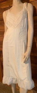 VINTAGE ADONNA WHITE SIZE 34 COTTON BLEND FULL SLIP #13244 - Picture 1 of 9