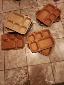 (9) US Bolta Brown Melamine Cafeteria Trays 13-3/4" x 10-3/4"-1950's/60's/70's - Picture 1 of 4
