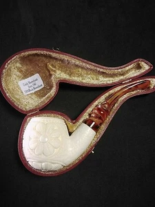 FLORES de espuma de mar 100% bloque tallado a mano por CELEBI en Turquía tubo nuevo en estuche. - Imagen 1 de 12